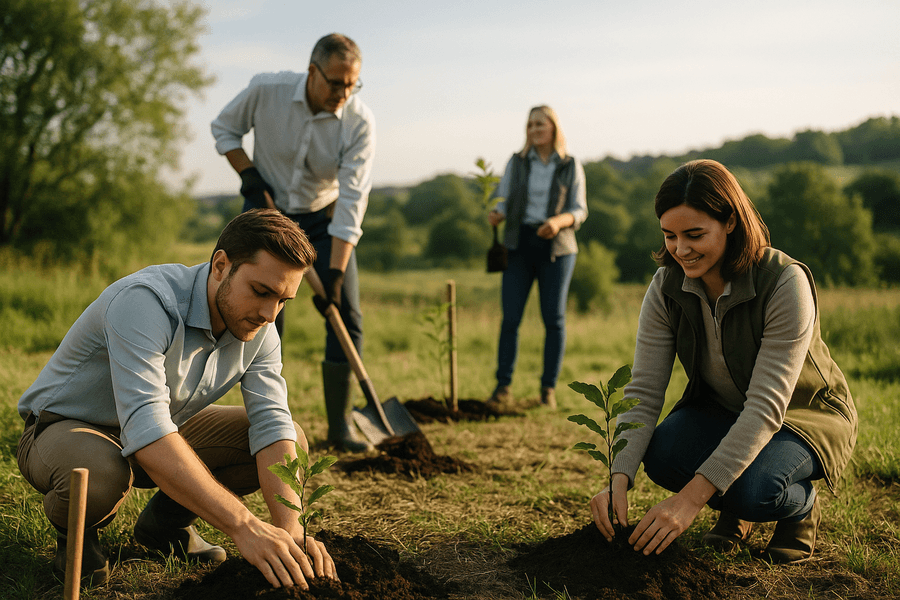 Destaca por tu impacto ambiental positivo plantando árboles. Esto reduce la huella de carbono y mejora tu imagen como empresa responsable.